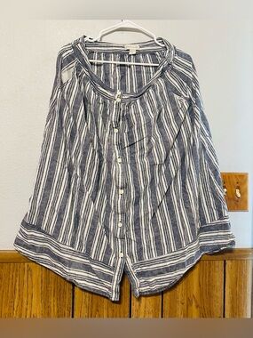 Peyton Parker women size 12 Button-Front Skirt Navy and White